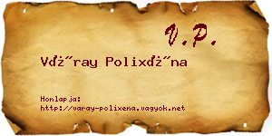 Váray Polixéna névjegykártya
